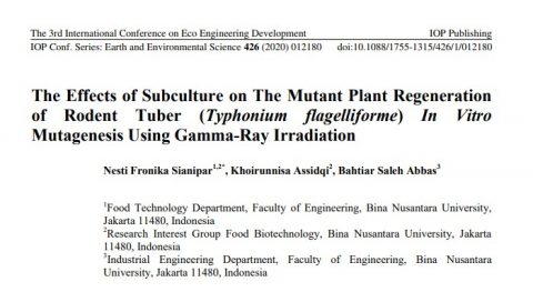 The Effects of Subculture on The Mutant Plant Regeneration of Rodent Tuber (Typhonium flagelliforme) In Vitro Mutagenesis Using Gamma-Ray Irradiation