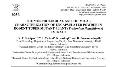 The Morphological and Chemical Characterization of Encapsulated Powder in Rodent Tuber Mutant Plant (Typhonium flagelliforme) Extract