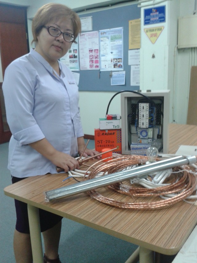 Preparation for establishing lightning post in Lumbanlobu village. The preparation was in UPH's Electronic Laboratory.