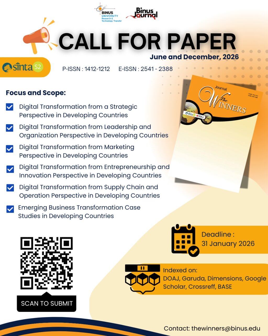 CALL FOR PAPERS – Journal The Winners (June & December 2026 Issues ...